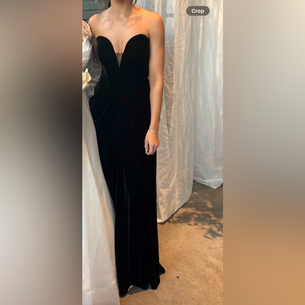 Meshki Black velvet Strapless Maxi Dress